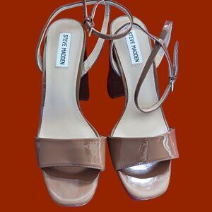 Steve Madden Womens Platform Block Heel Sandals With Ankle Strap - brown chocola